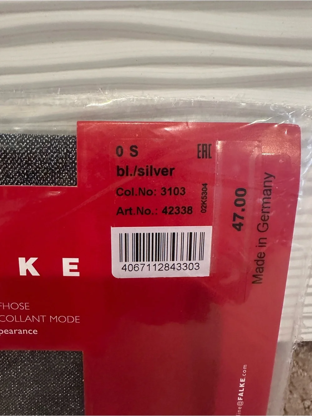 Falke size small new in package  Silver Glitter Tights -